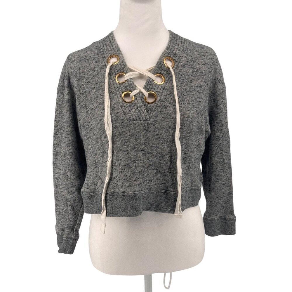 Derek Lam 10 Crosby Gray Lace-Up Sweatshirt Size 2 EUC Quiet Luxury Vibes
